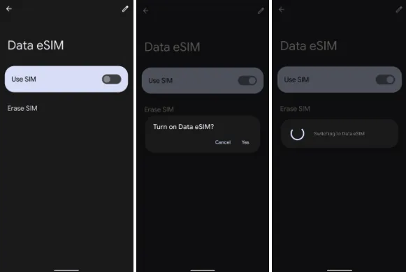 Enable the Data eSIM